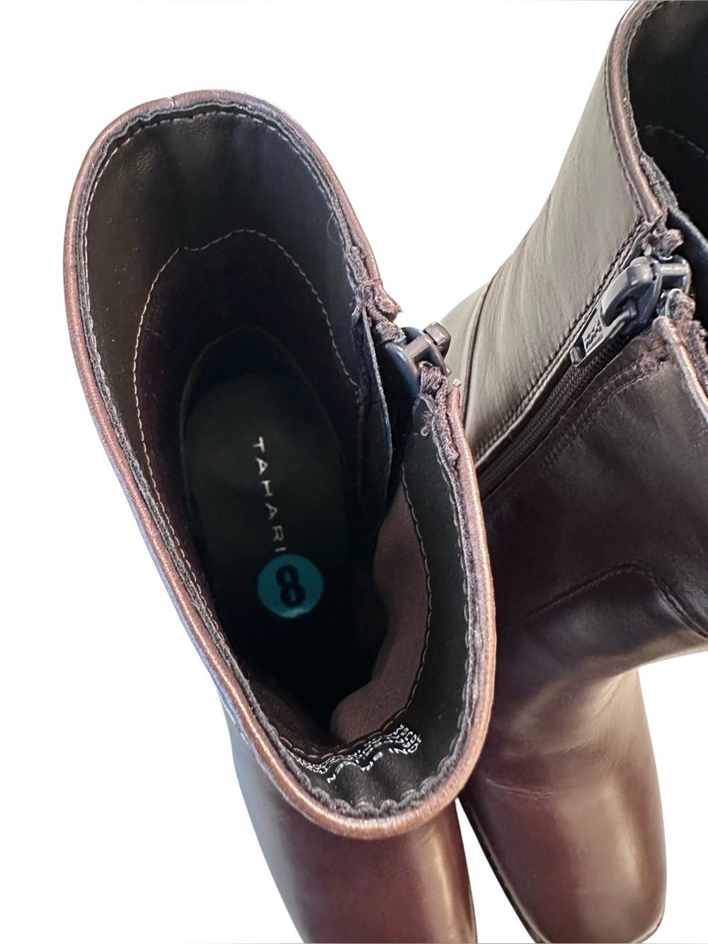 Tahari Chocolate Brown Leather Joni Boots - Picture 9 of 11